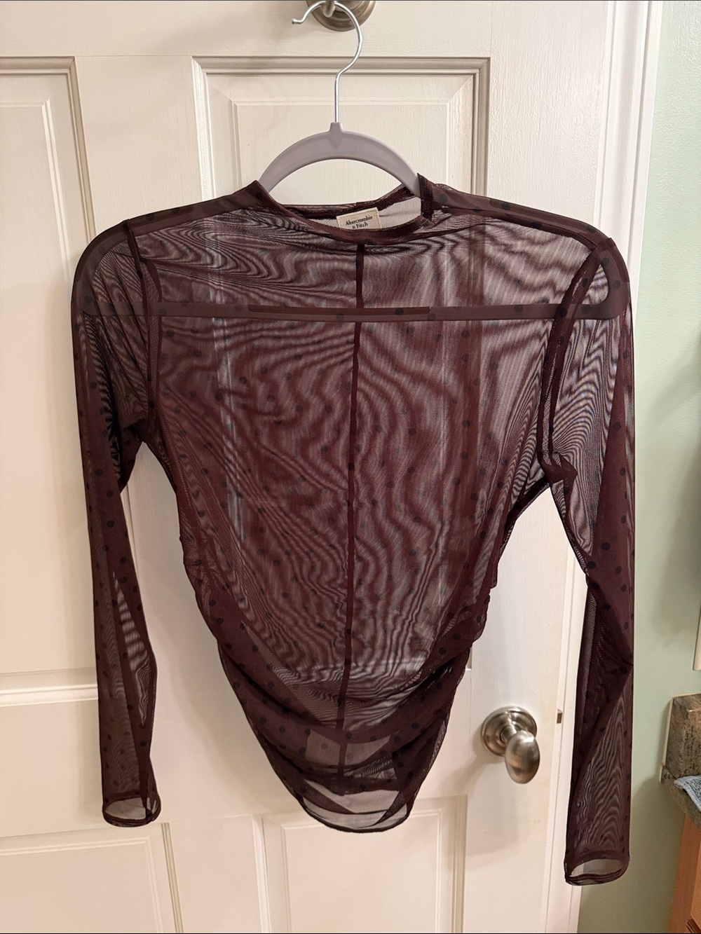 Sheer Long-Sleeve Polka Dot Long Sleeve